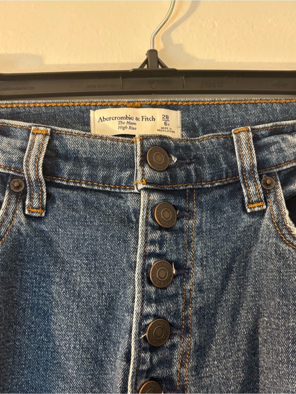 Abercrombie & Fitch Women's Medium Blue High-Rise Button-Fly Jeans